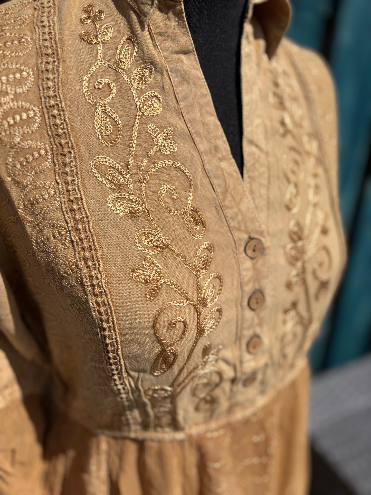 Camel Coloured Patchwork Dress