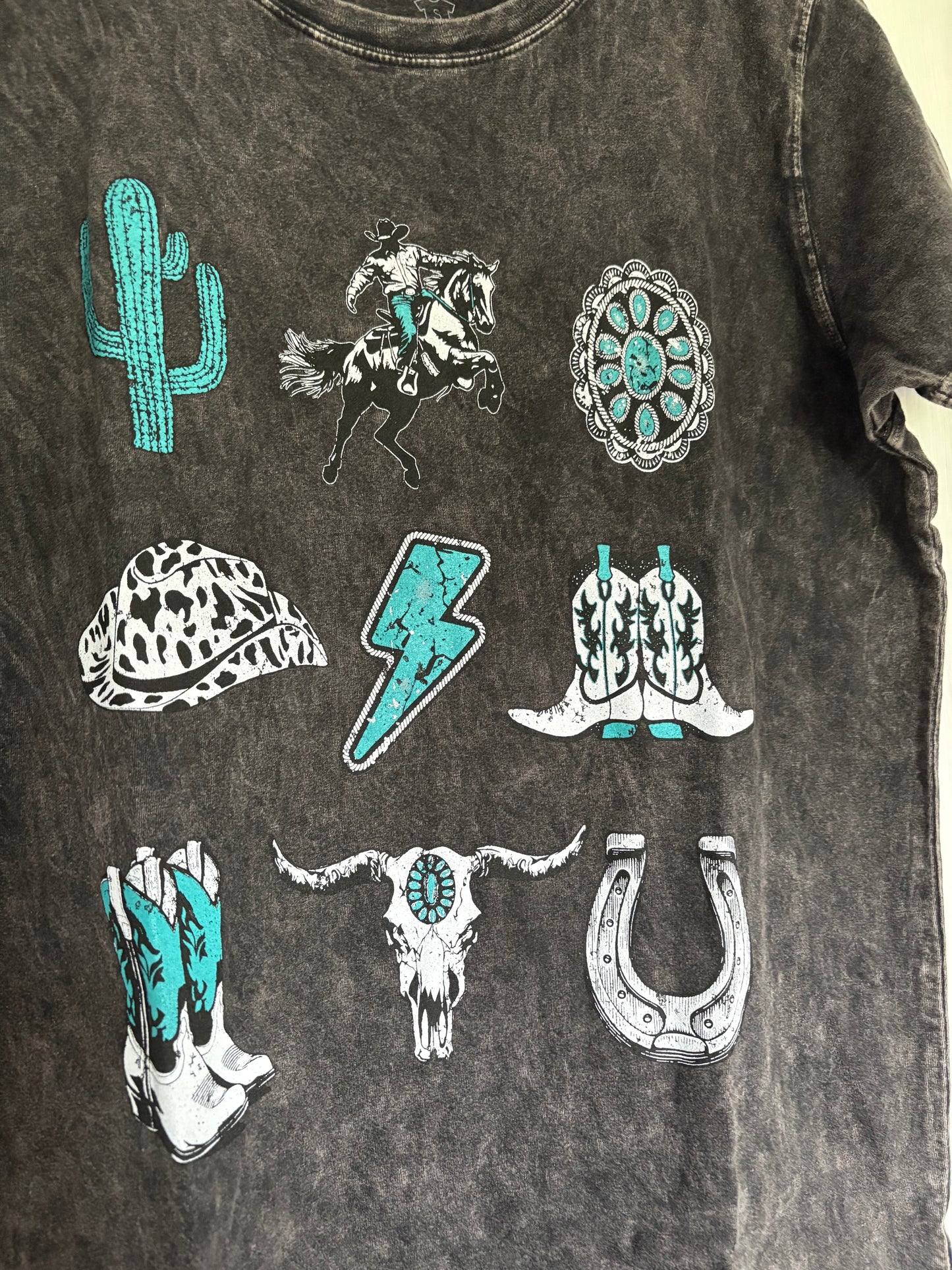 Turquoise & Black Western Top