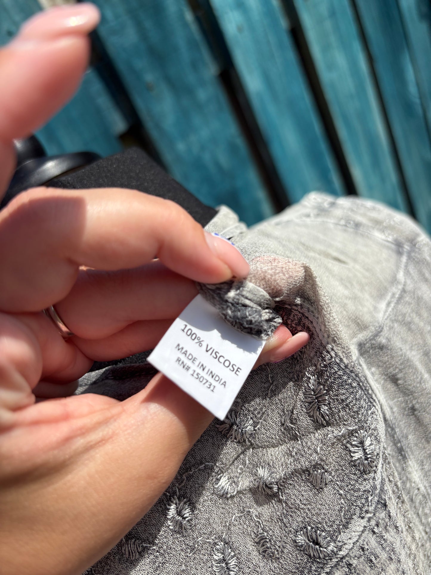 Boho Grey Patchwork Top