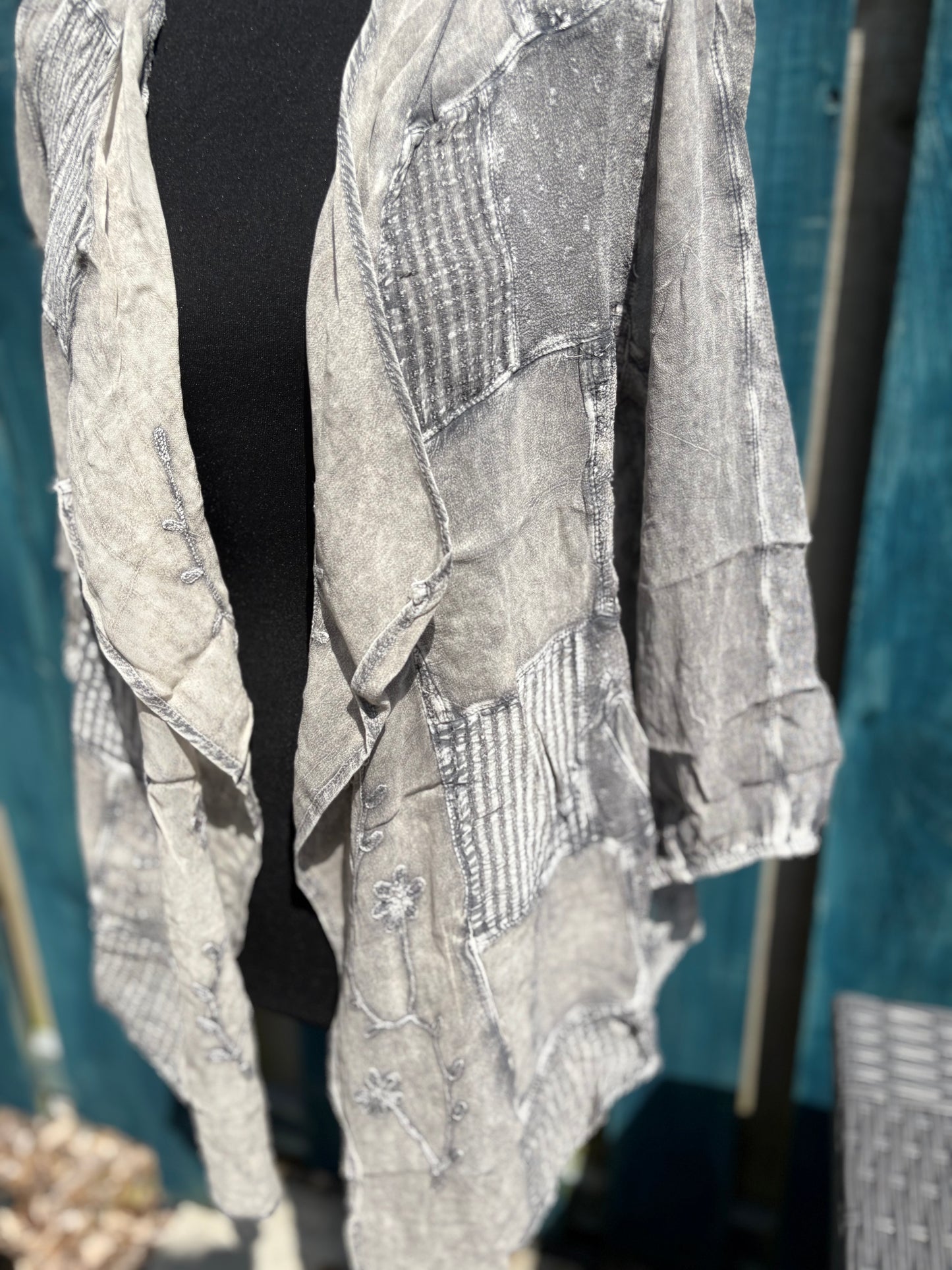 Boho Grey Patchwork Top