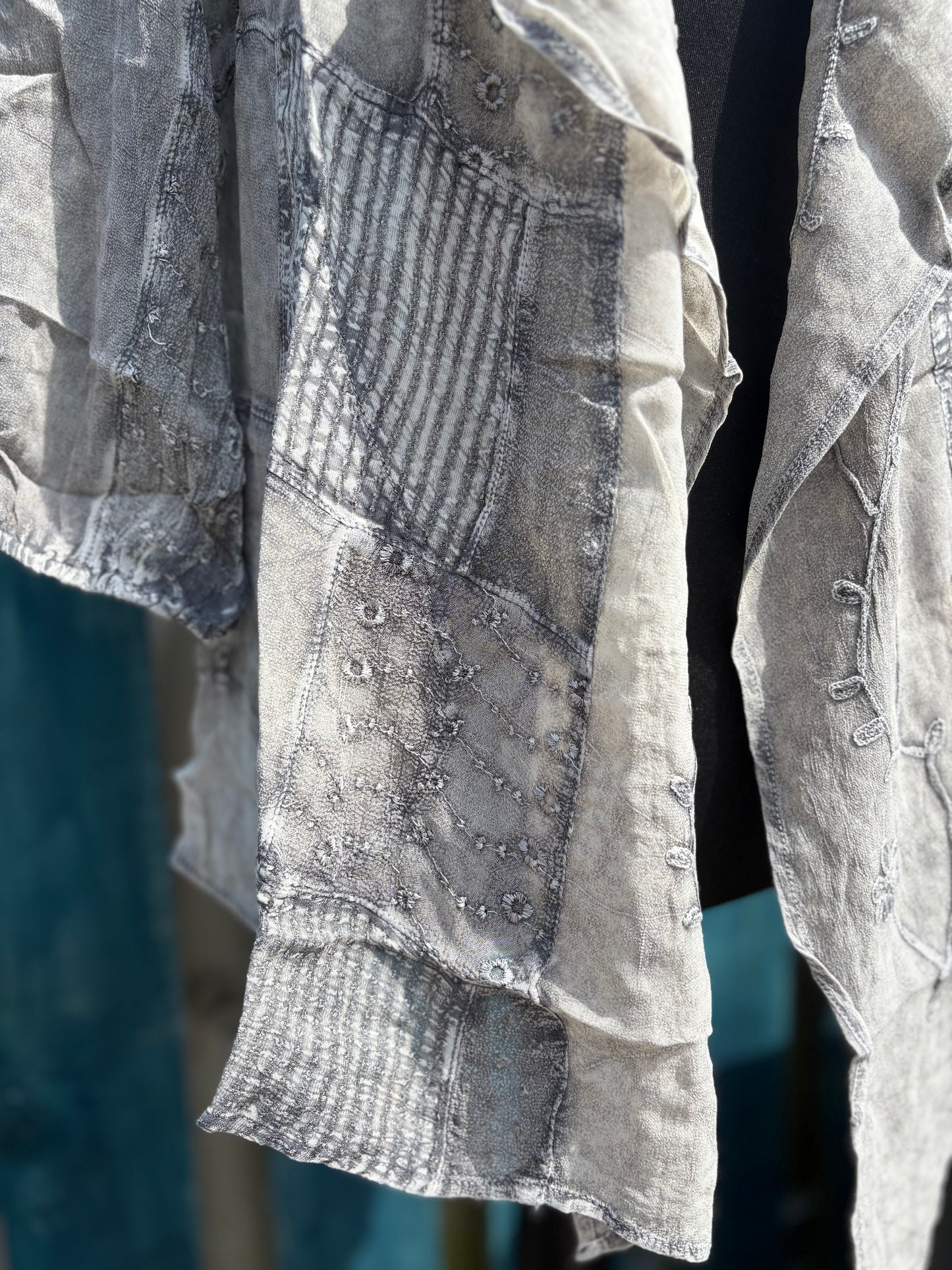 Boho Grey Patchwork Top