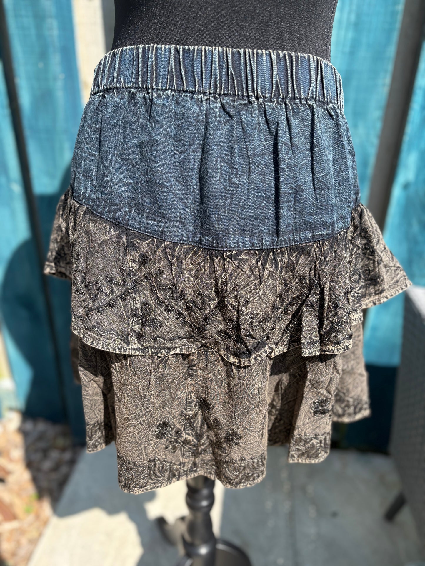 Denim & Fabric Skirt