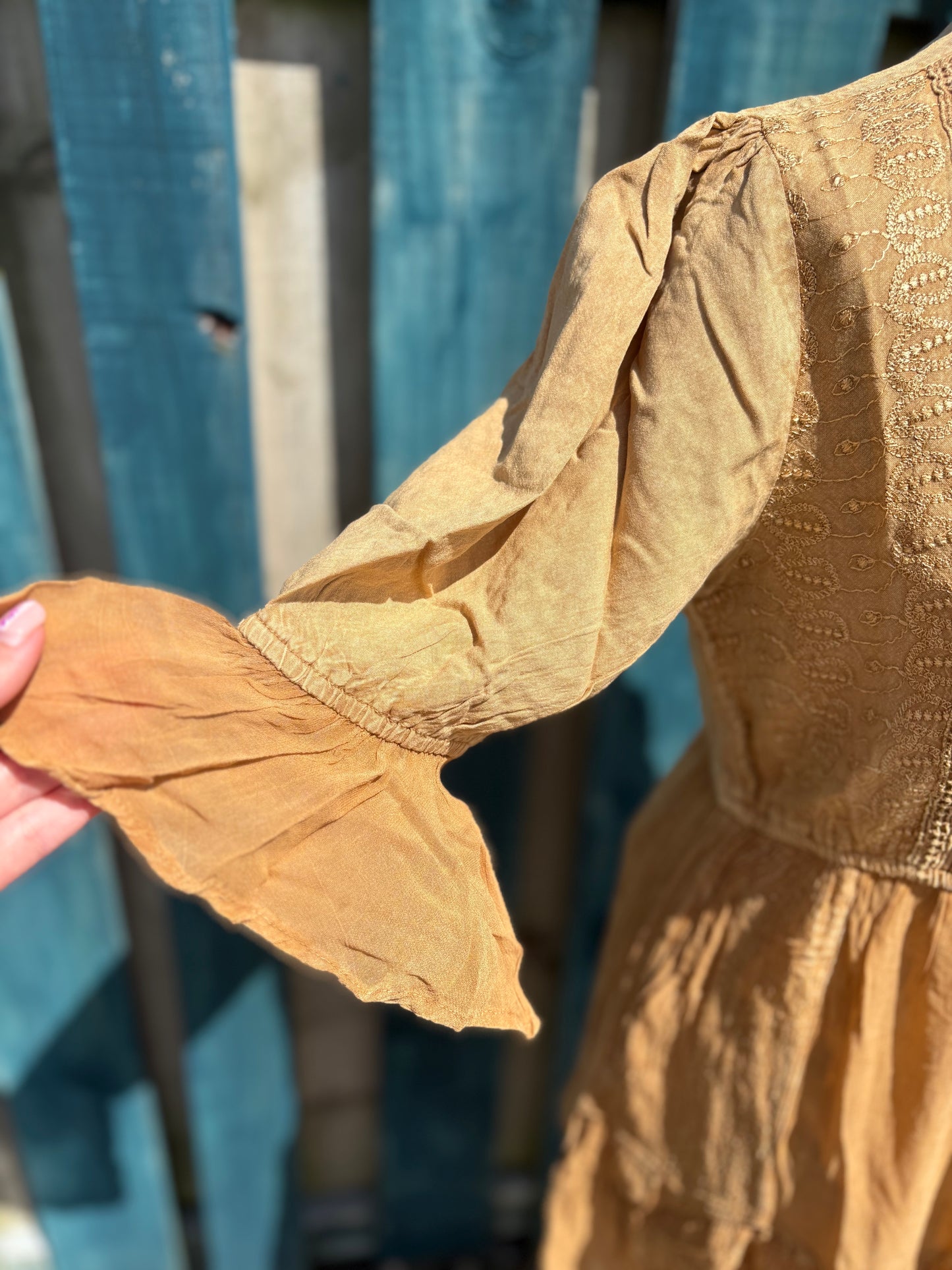 Camel Coloured Patchwork Dress