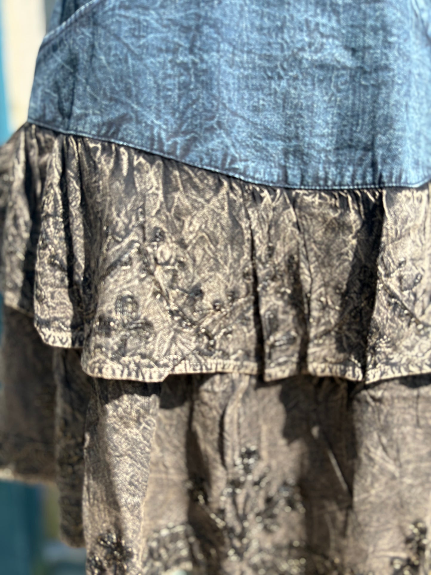Denim & Fabric Skirt