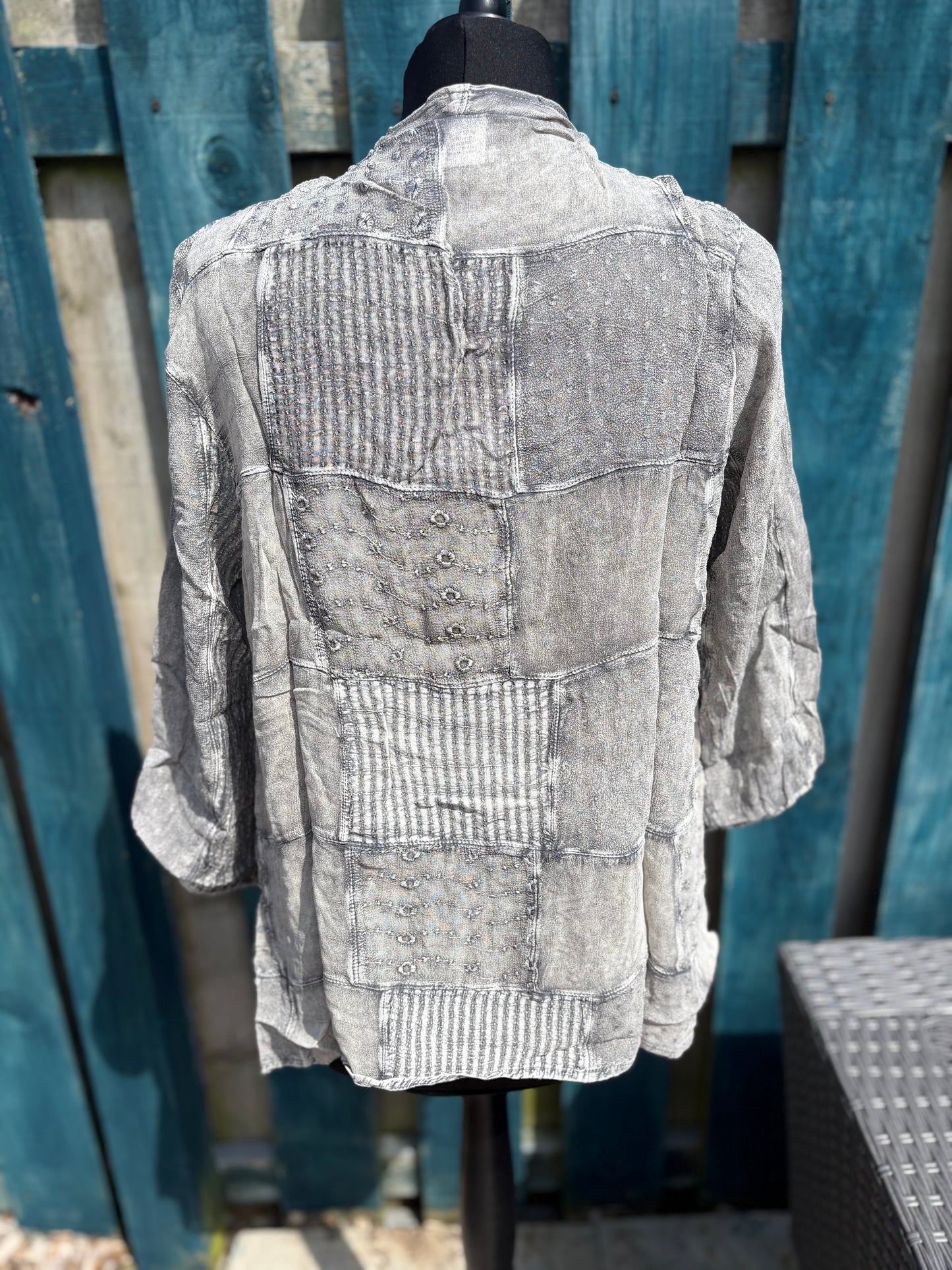 Boho Grey Patchwork Top
