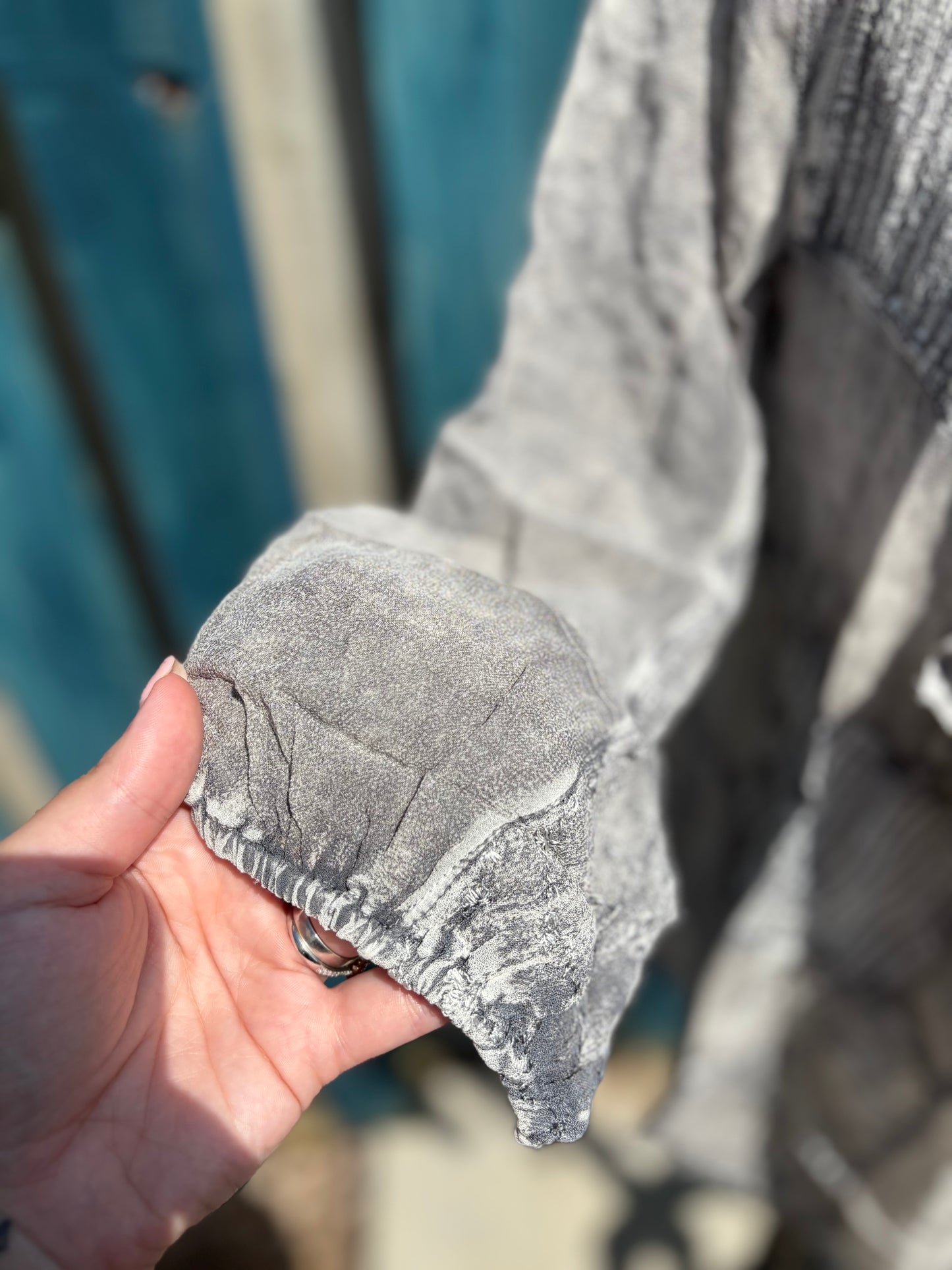 Boho Grey Patchwork Top