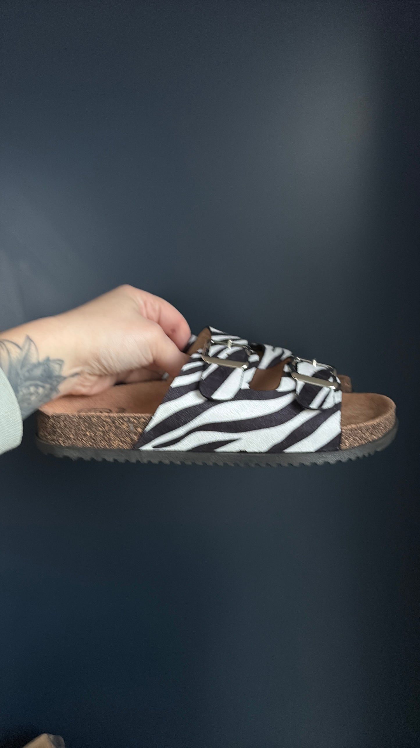 Zebra Slip On Sandals