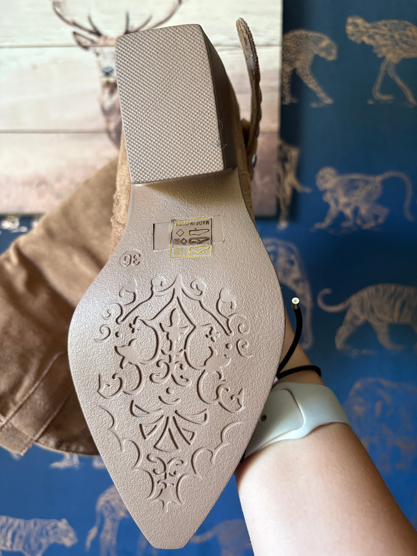 Camel Knee High Suede Boots