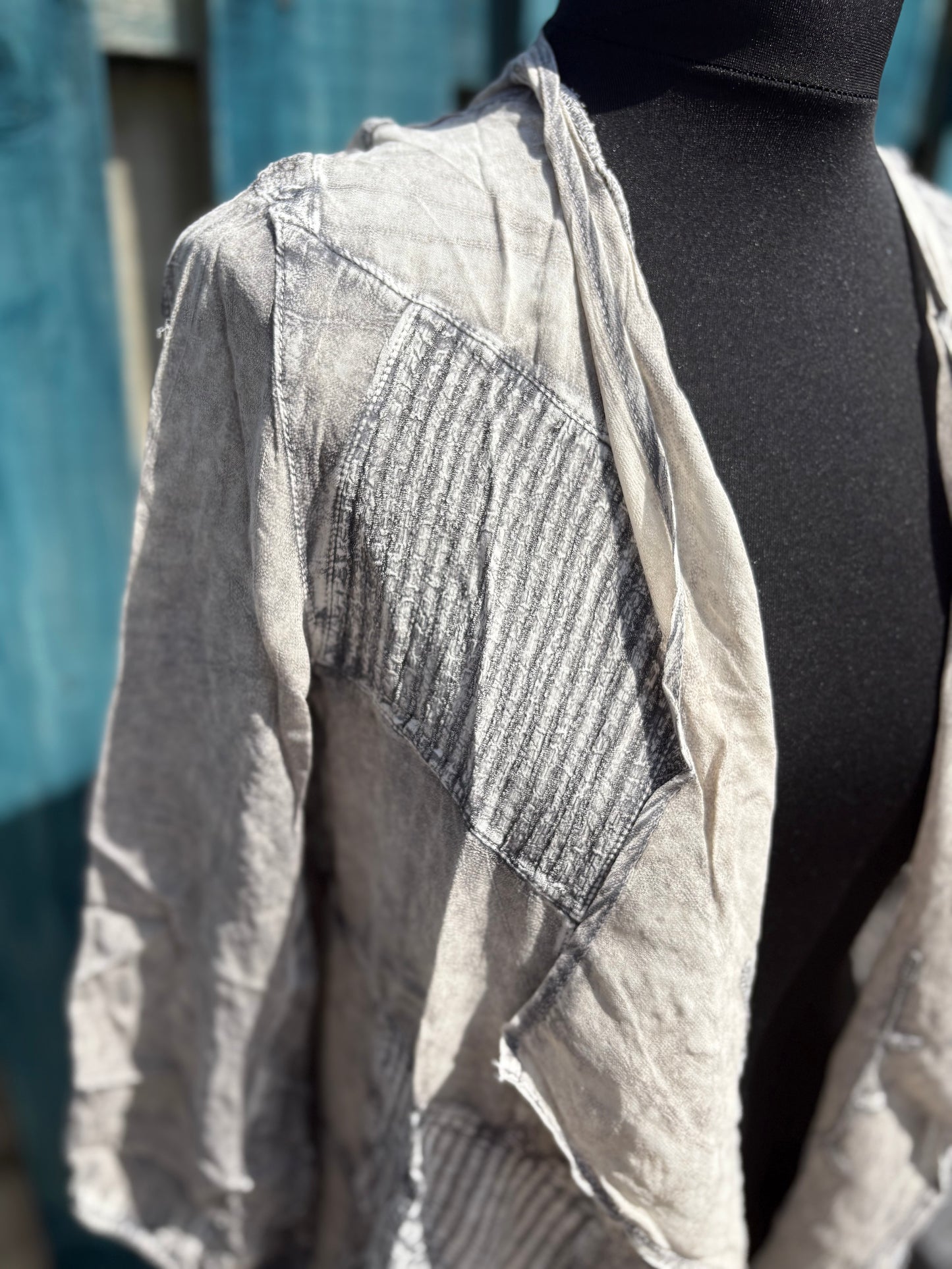 Boho Grey Patchwork Top