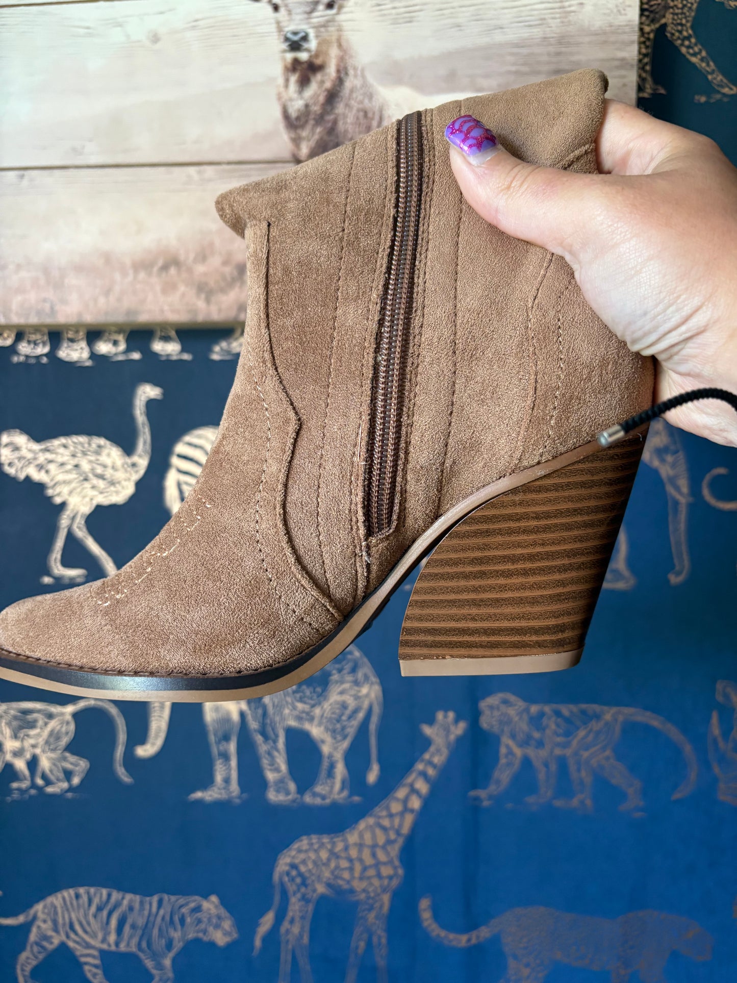 Camel Coloured Suede Ankle Boots