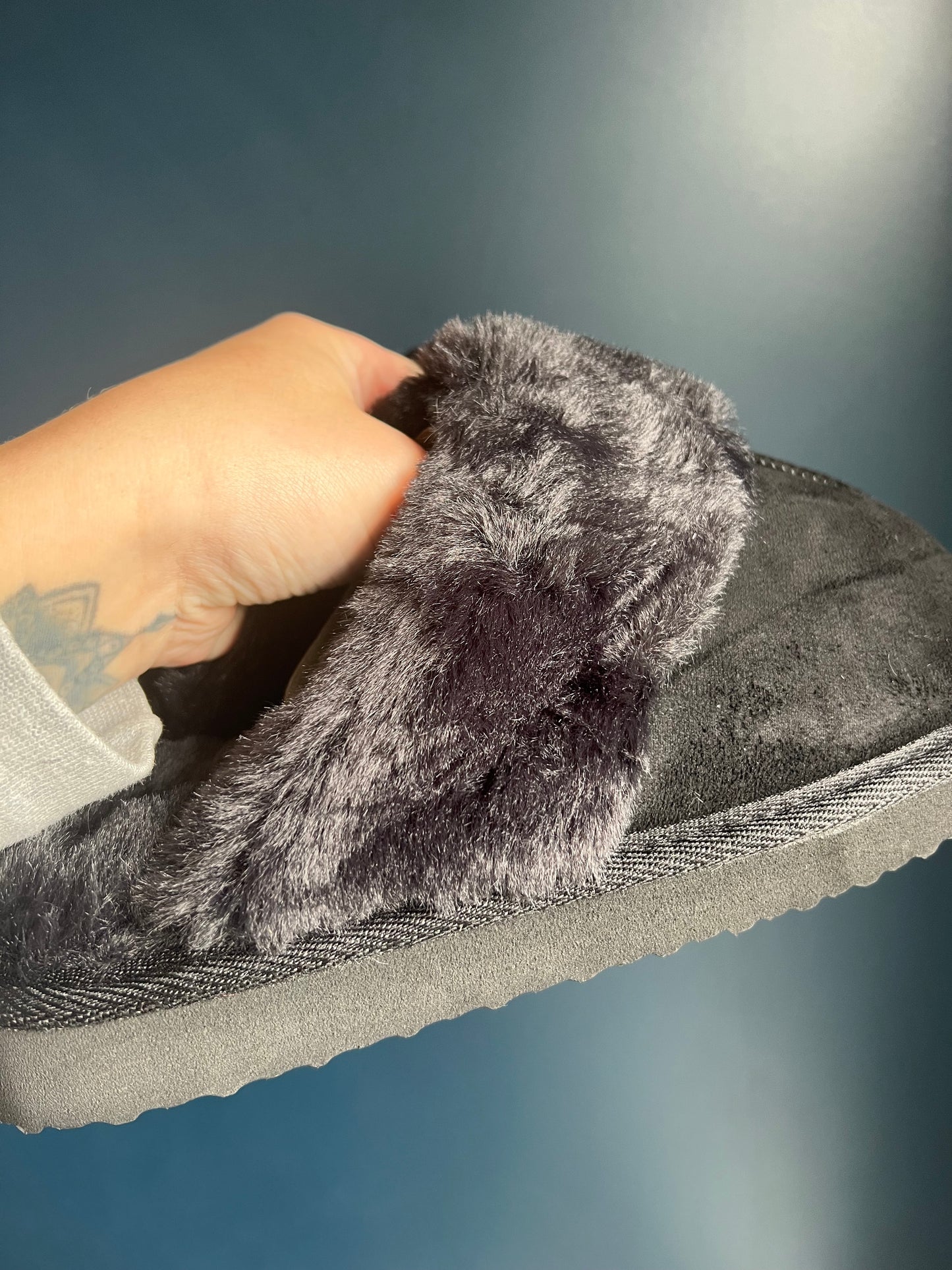 Cream or Black Cosy Slip On Slippers