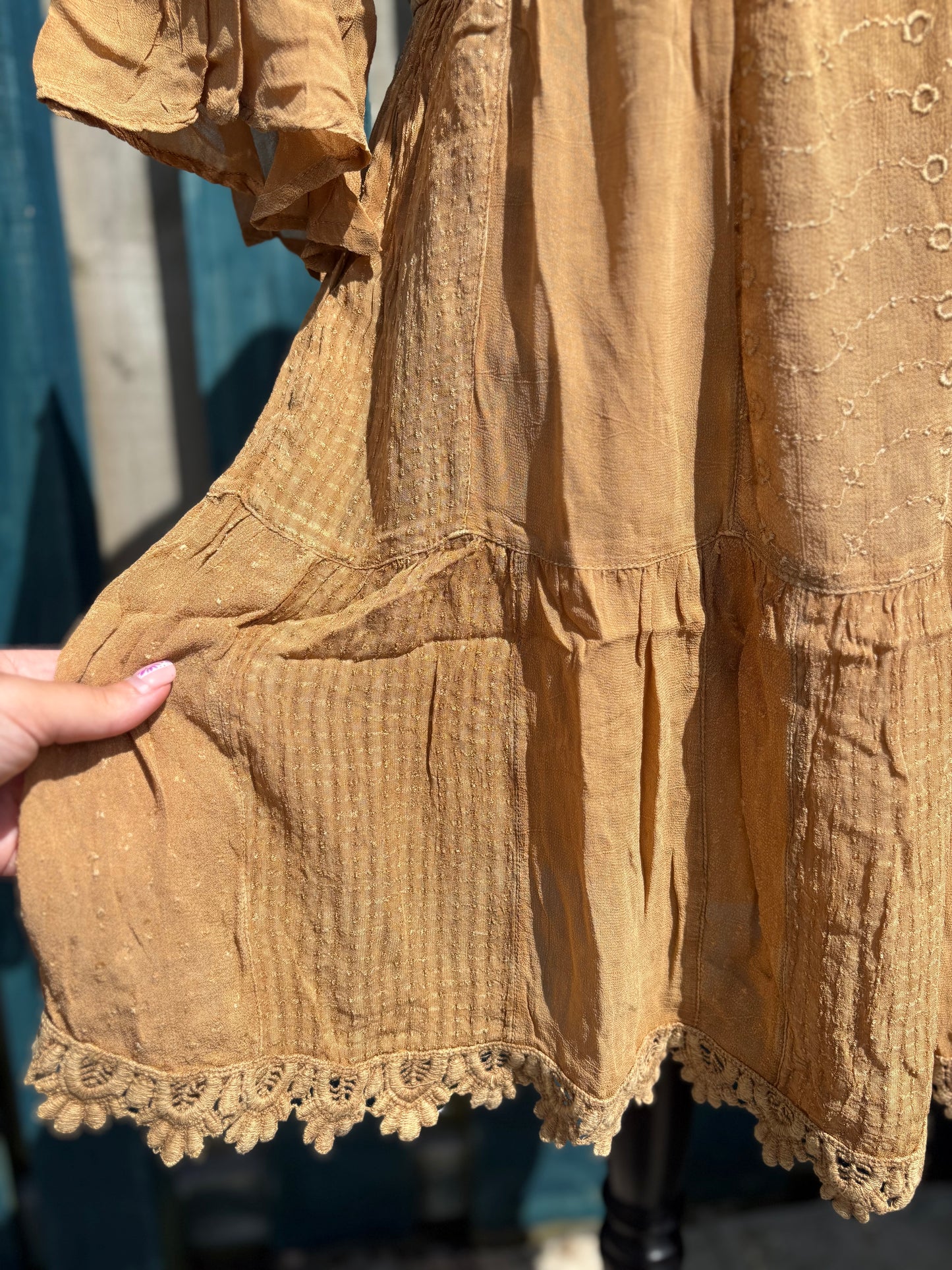 Camel Coloured Patchwork Dress