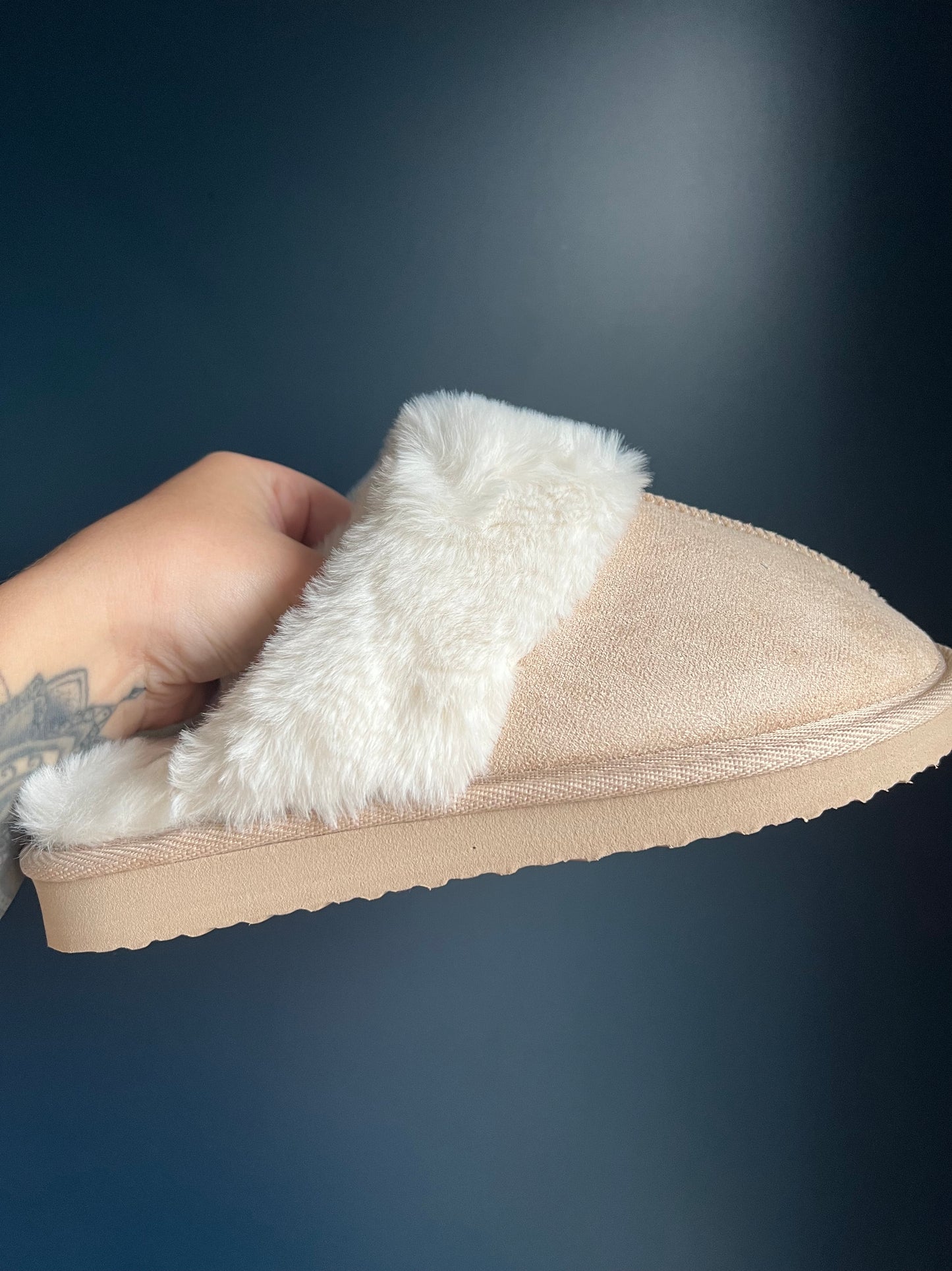 Cream or Black Cosy Slip On Slippers