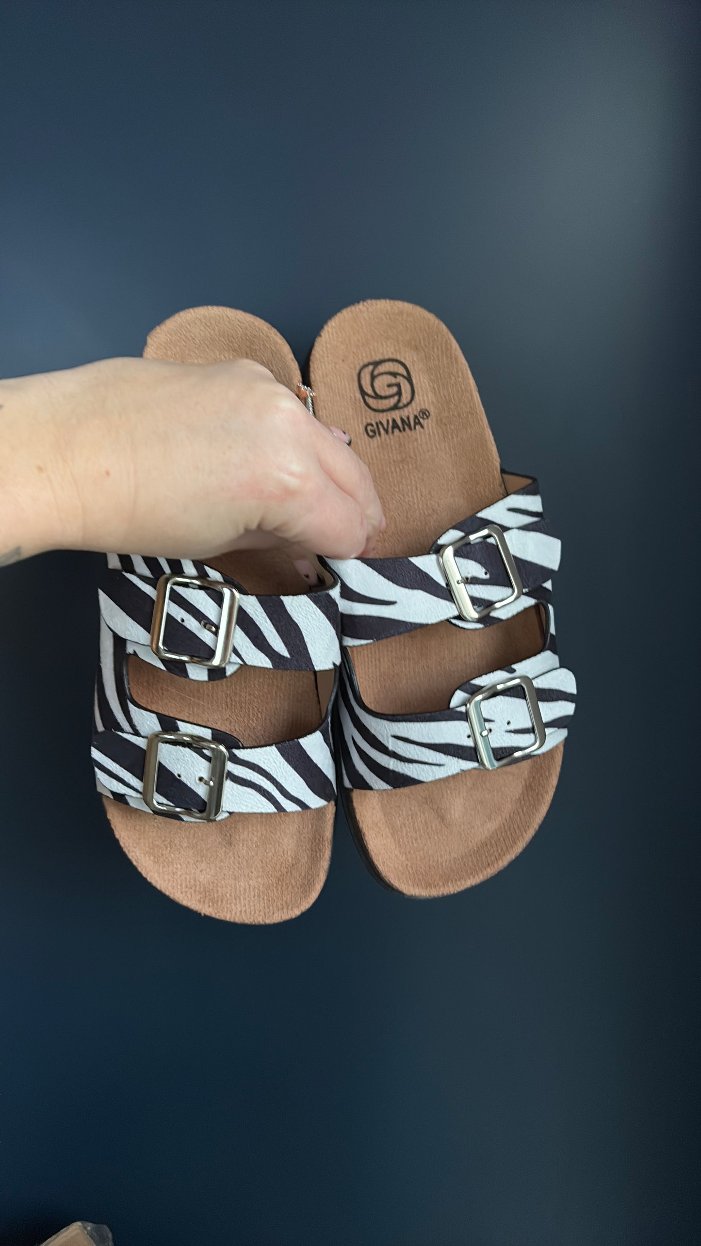 Zebra Slip On Sandals