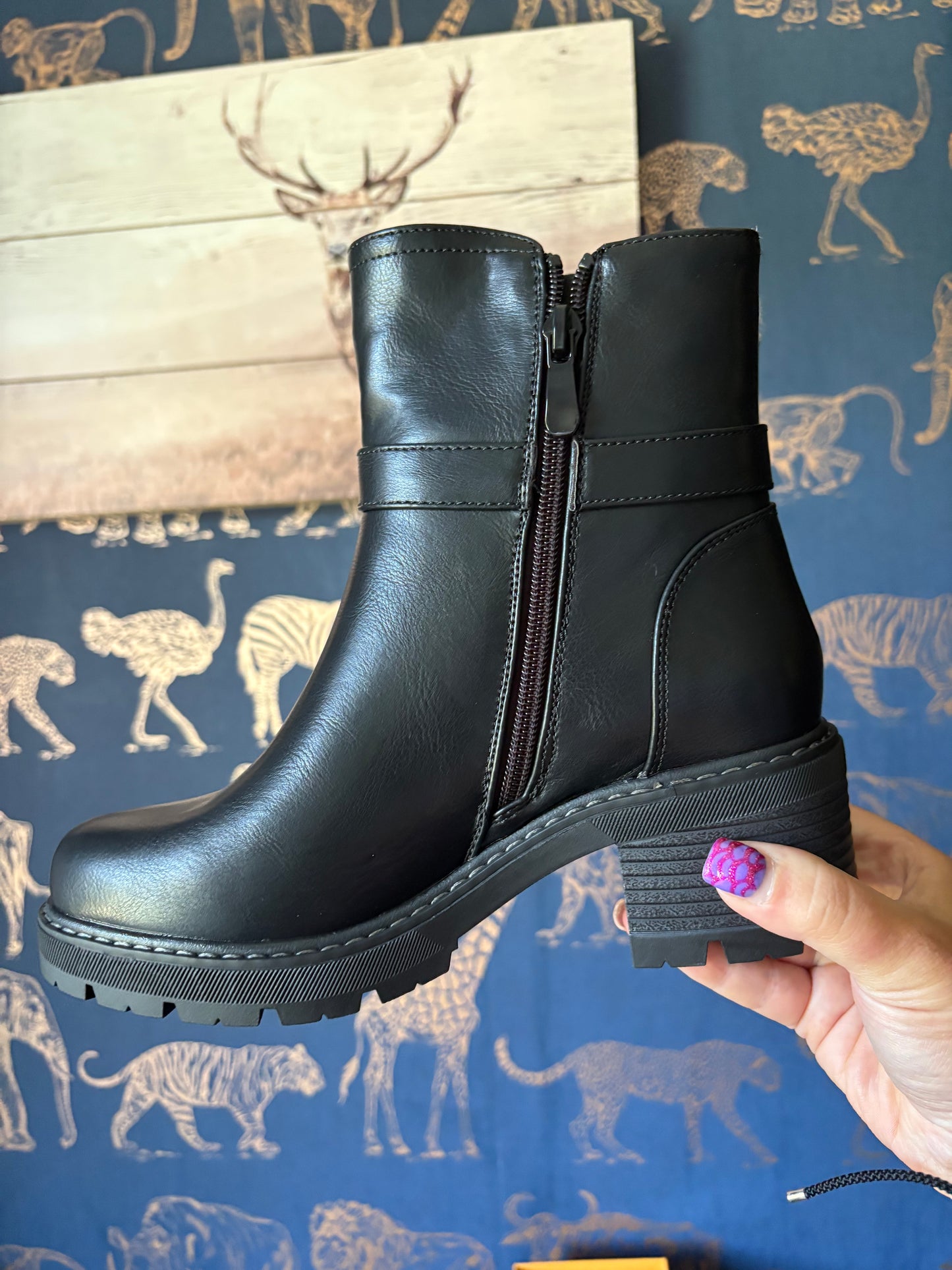 Cowprint Black Ankle Boot
