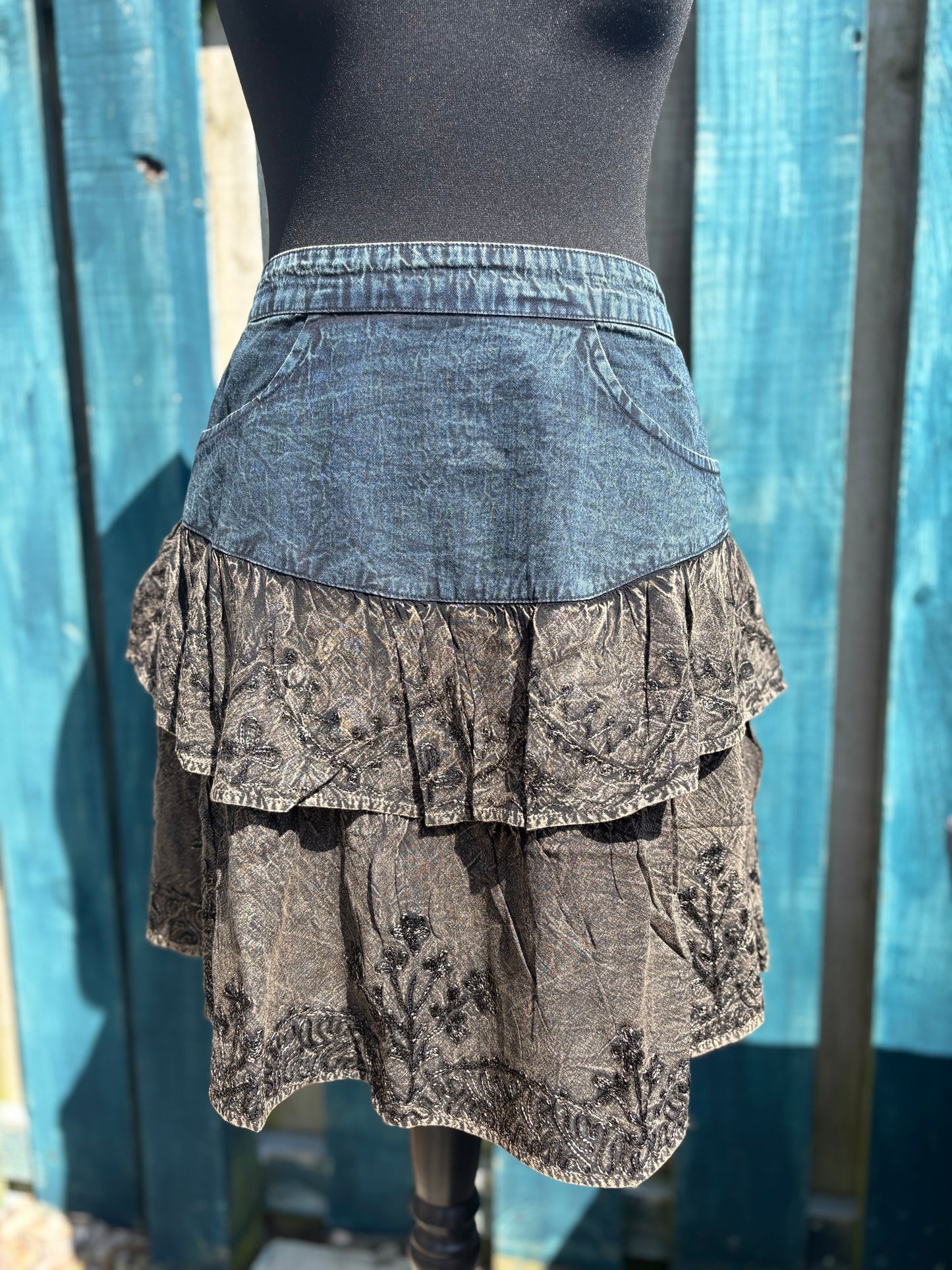 Denim & Fabric Skirt