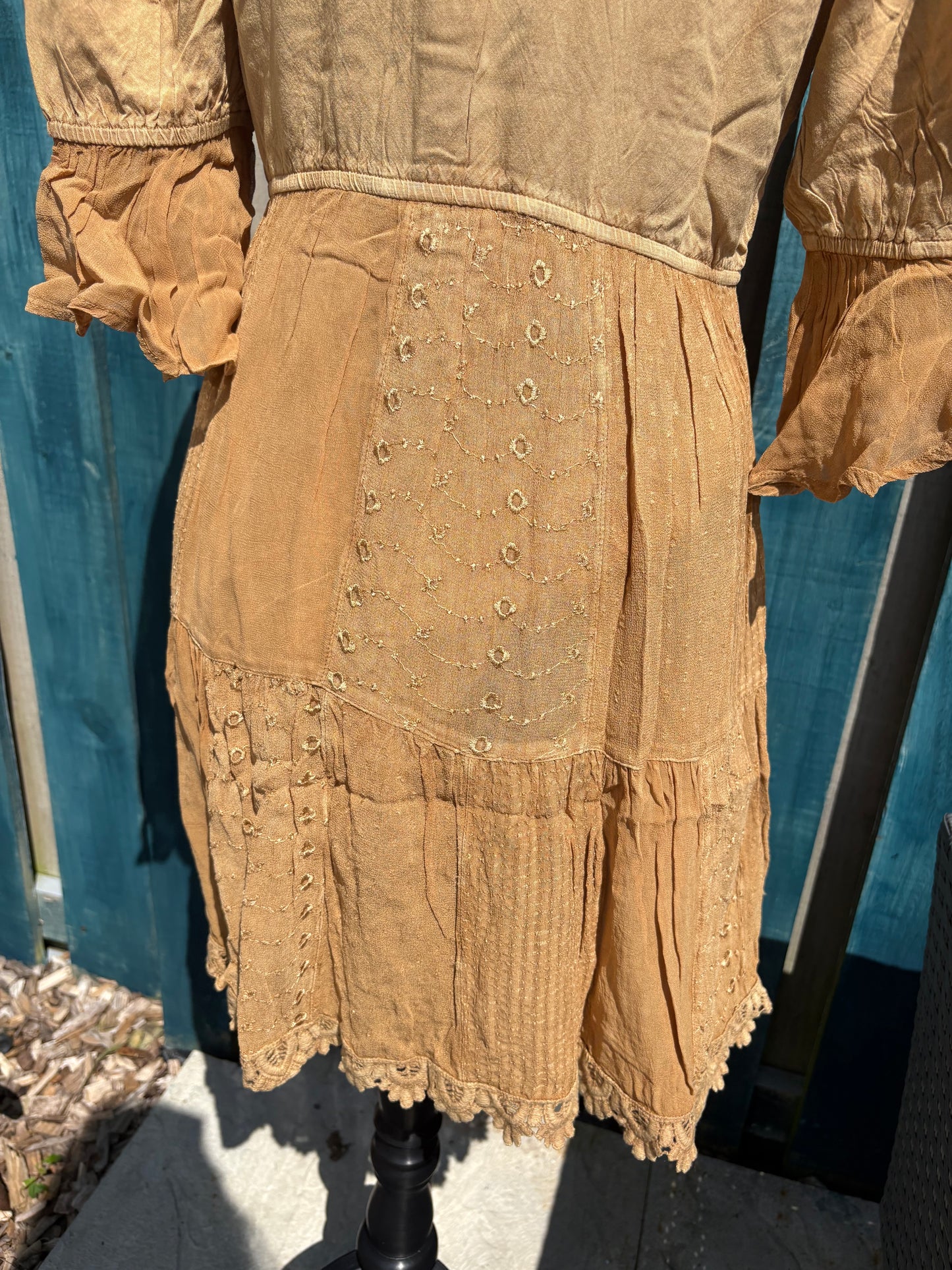Camel Coloured Patchwork Dress