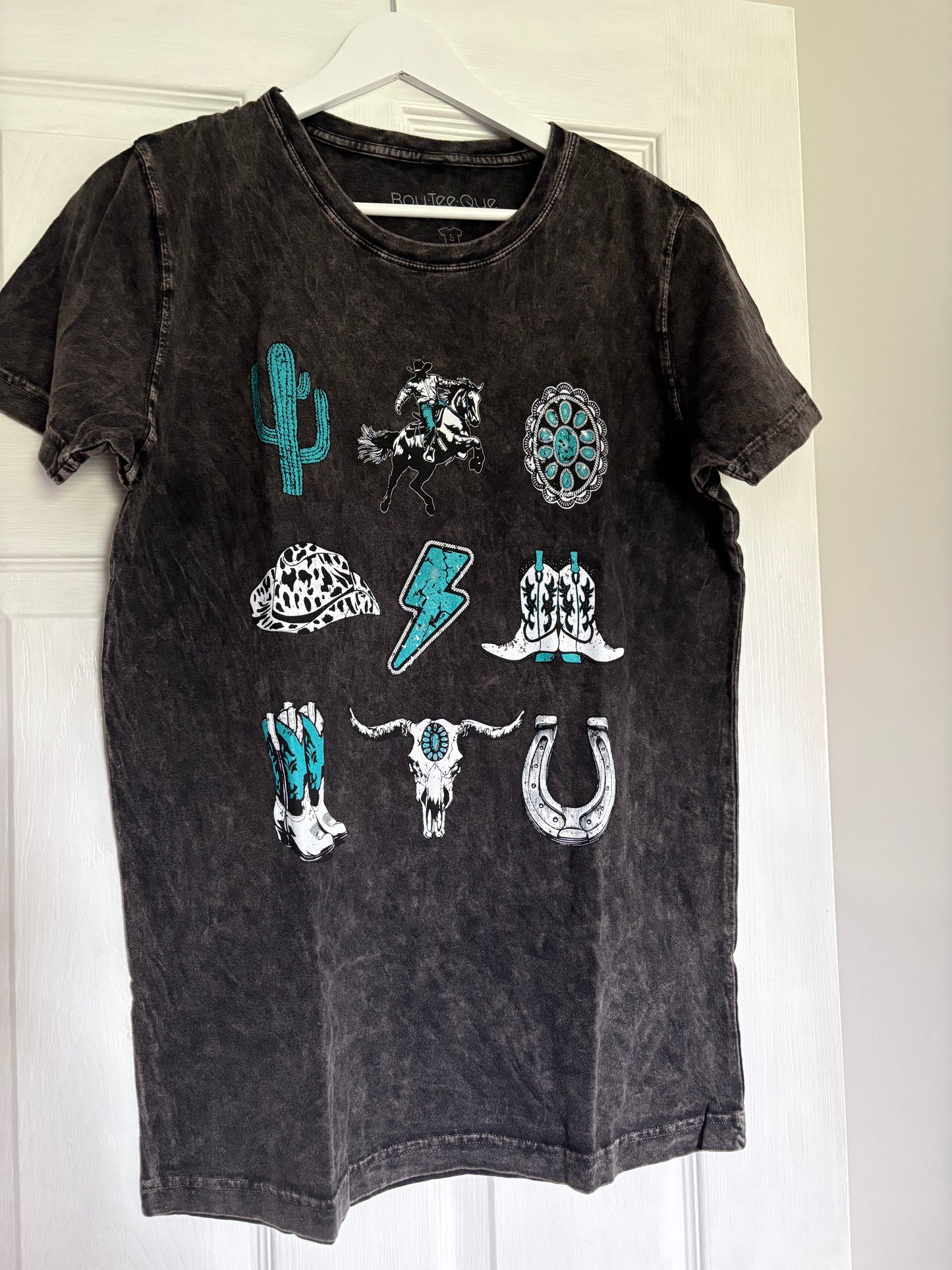 Turquoise & Black Western Top