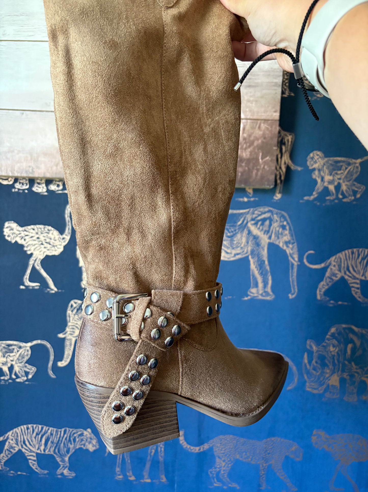 Camel Knee High Suede Boots