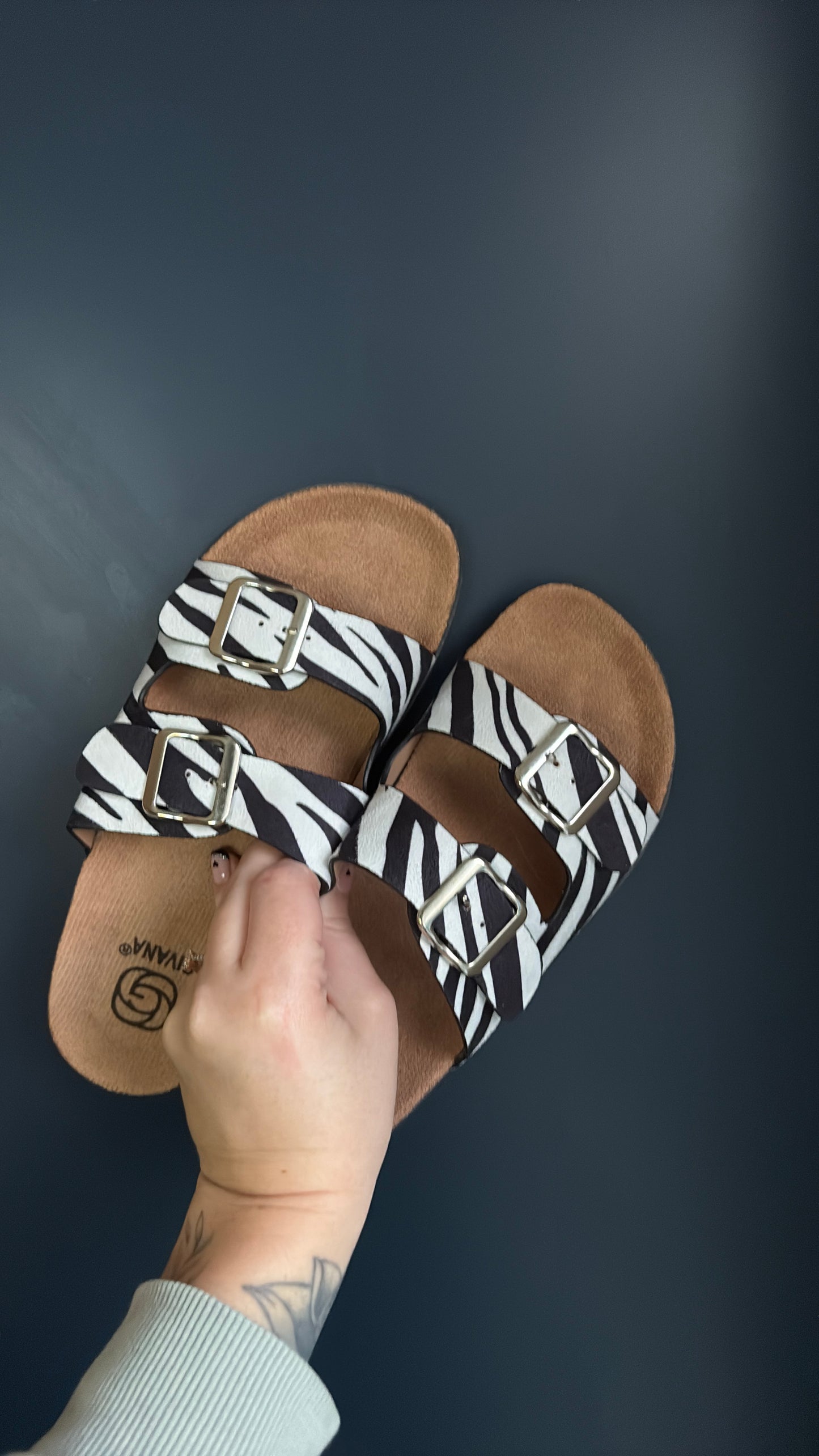 Zebra Slip On Sandals