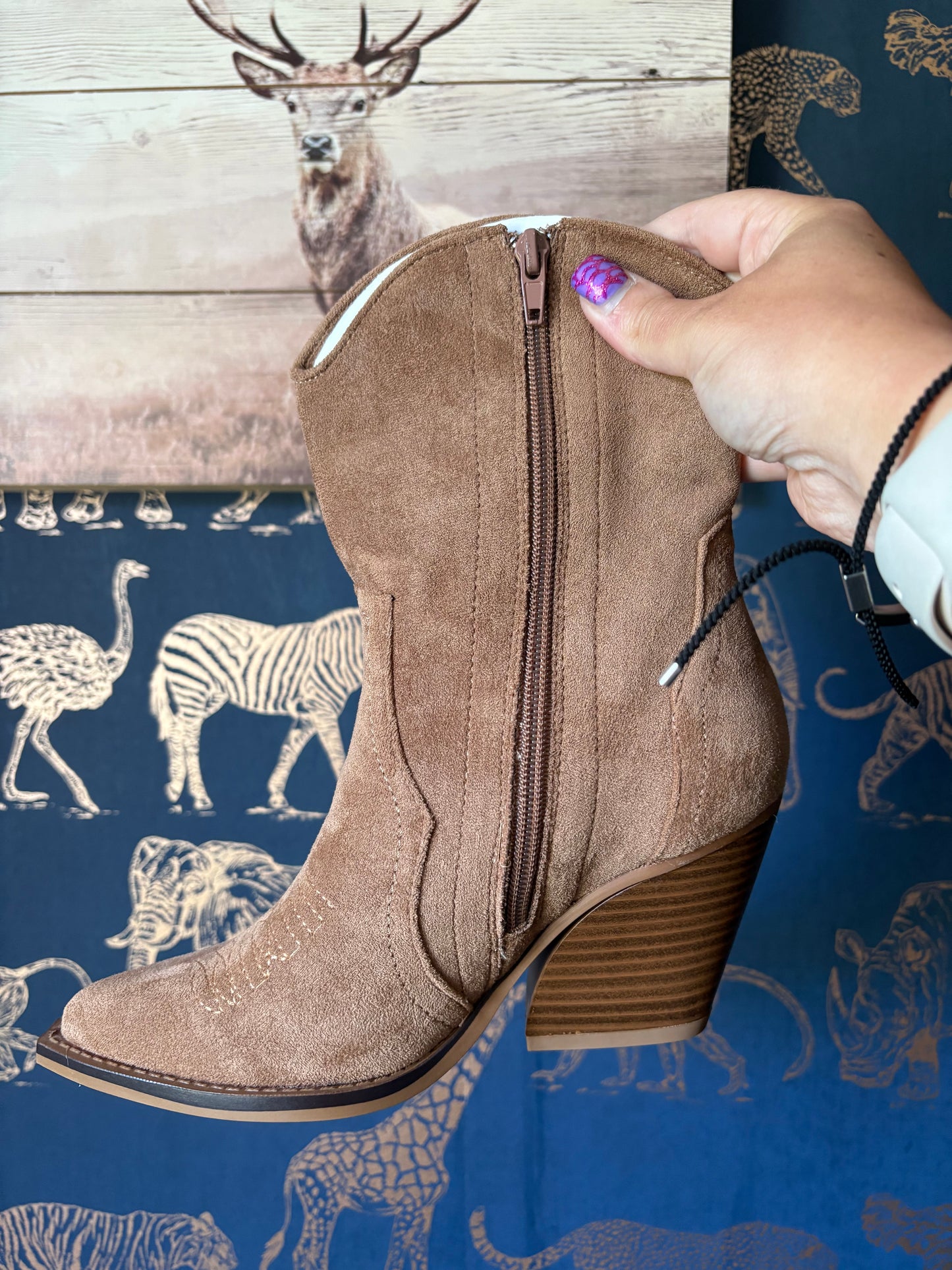 Camel Coloured Suede Ankle Boots