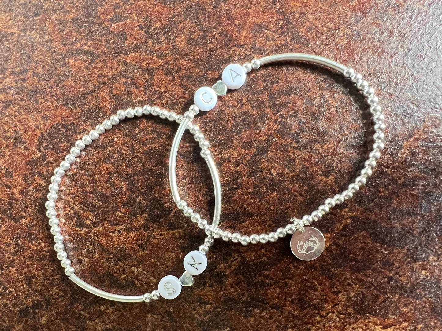 Personalised White & Silver Initial Bracelet