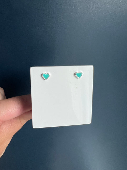 Turquoise Heart Studs