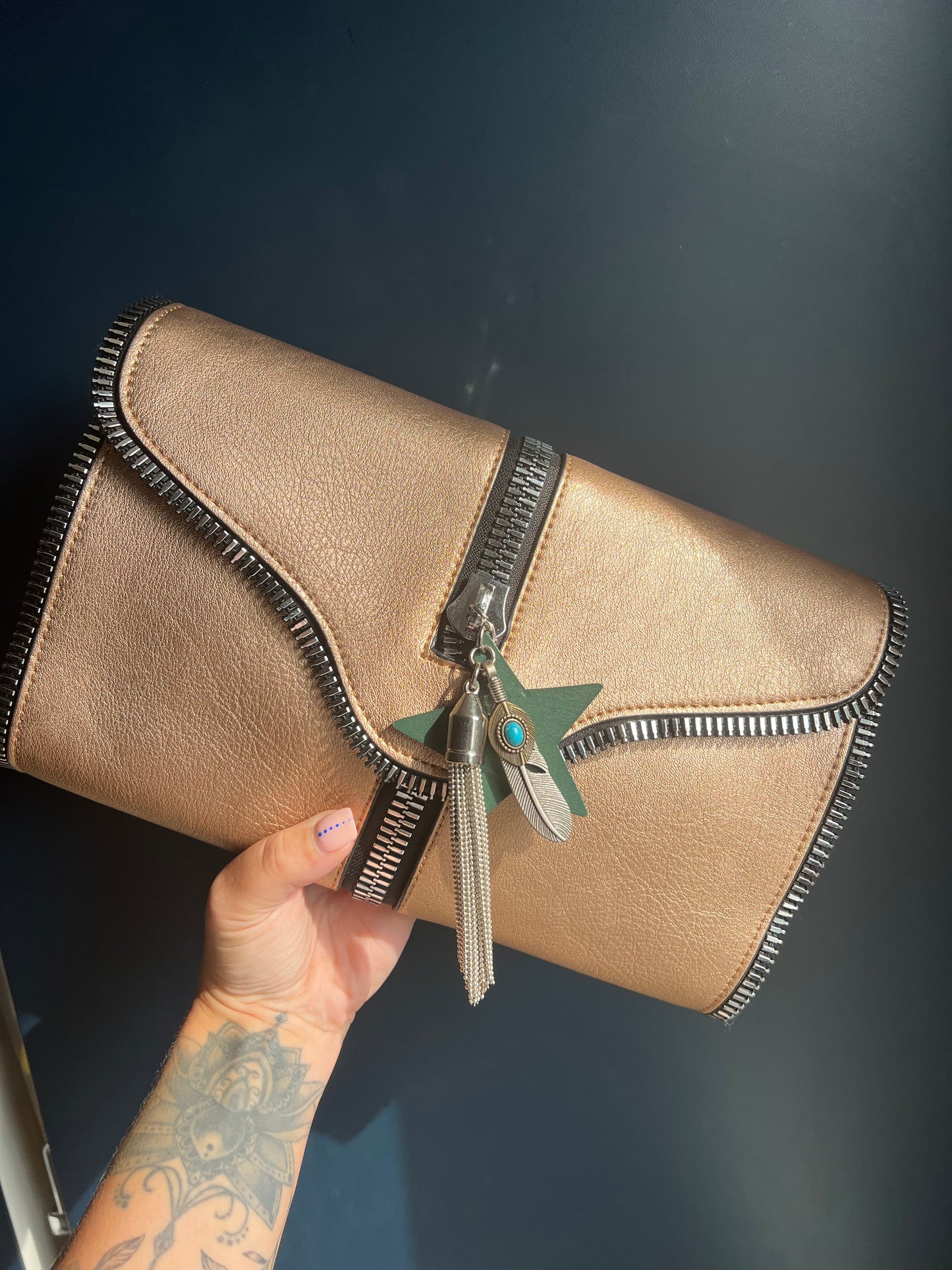 Zip Detail Clutch/Crossbody Bag