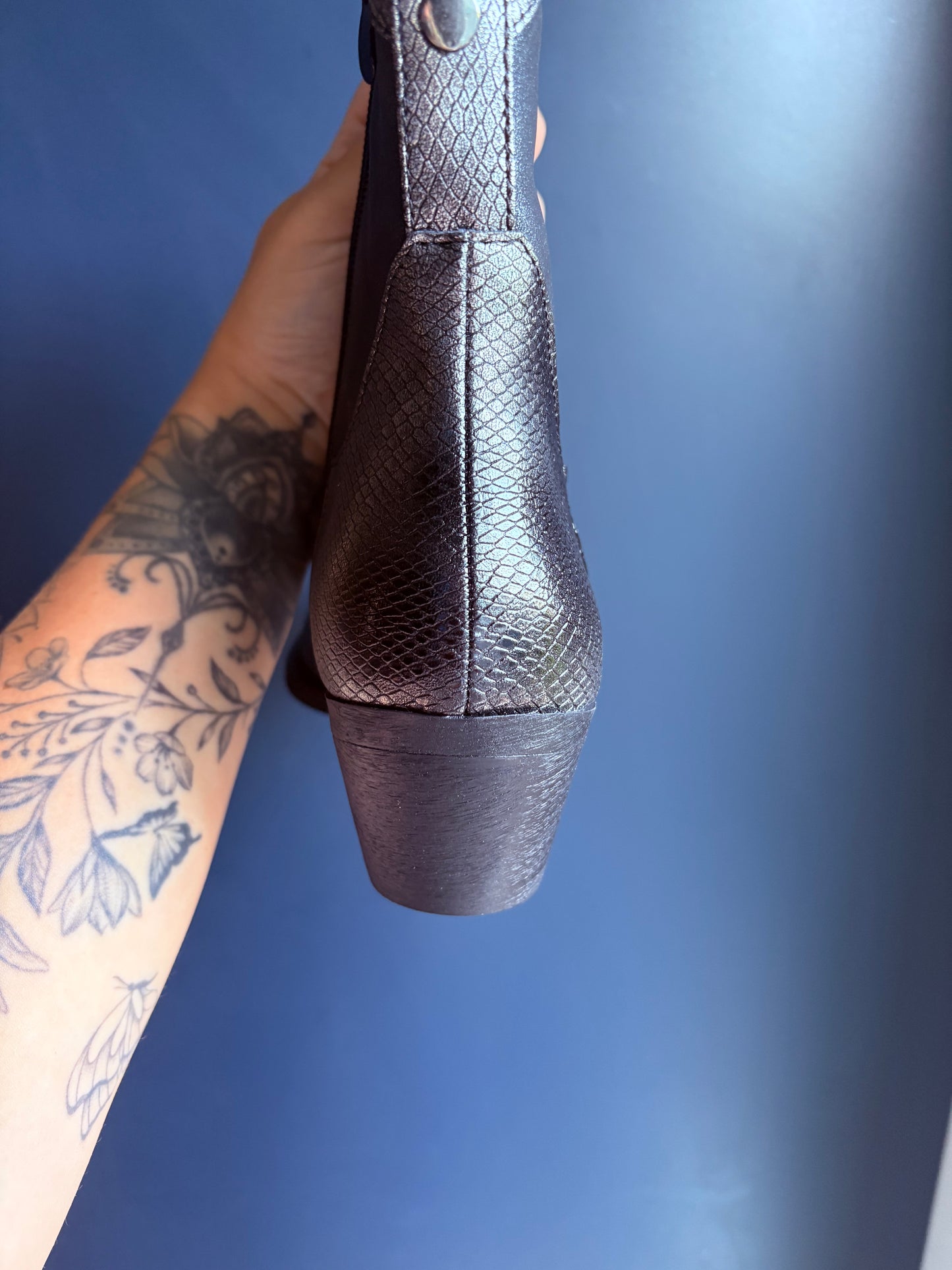 Black Textured Cowboy Boots