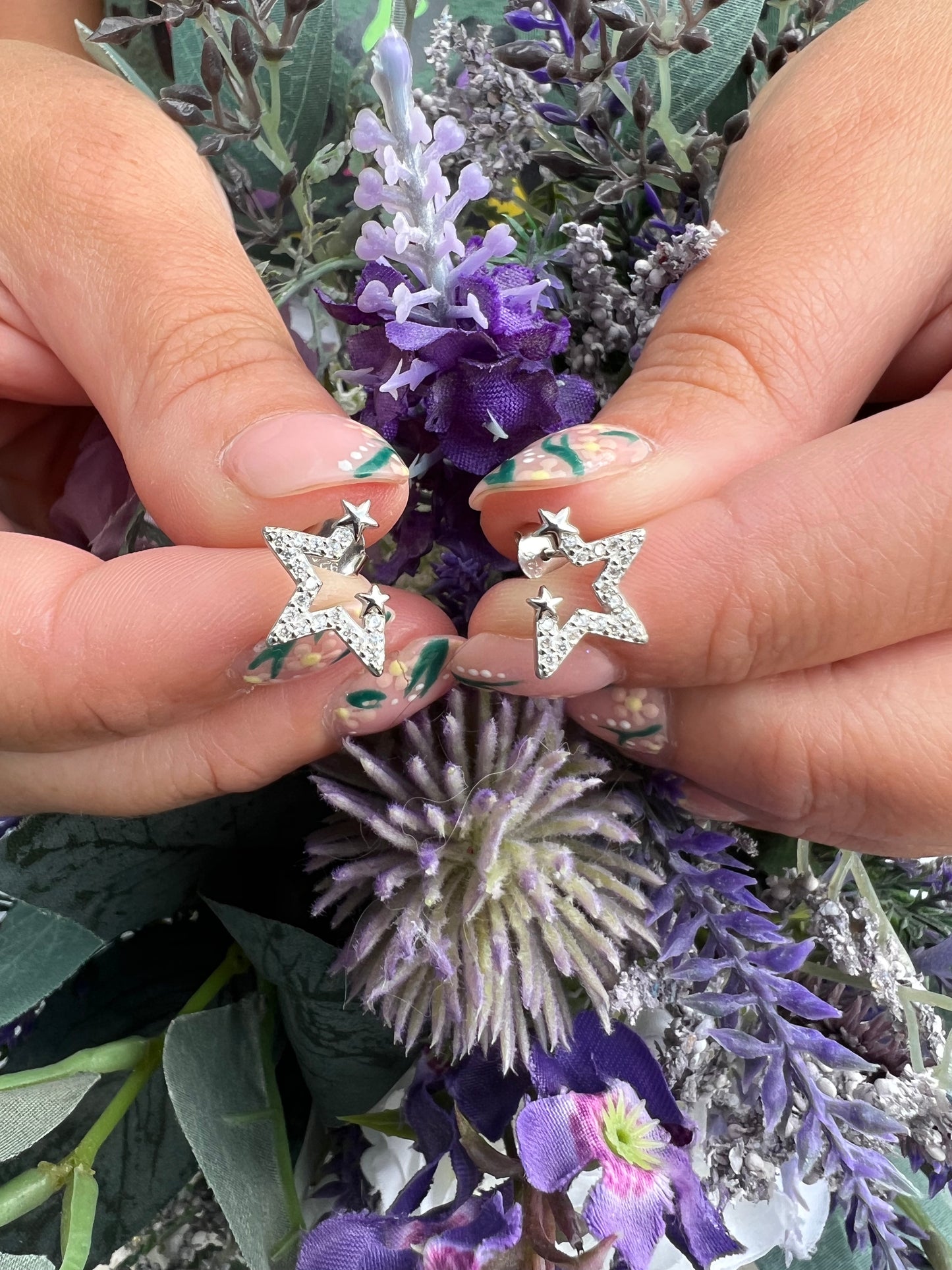 Sparkly Half Star Studs