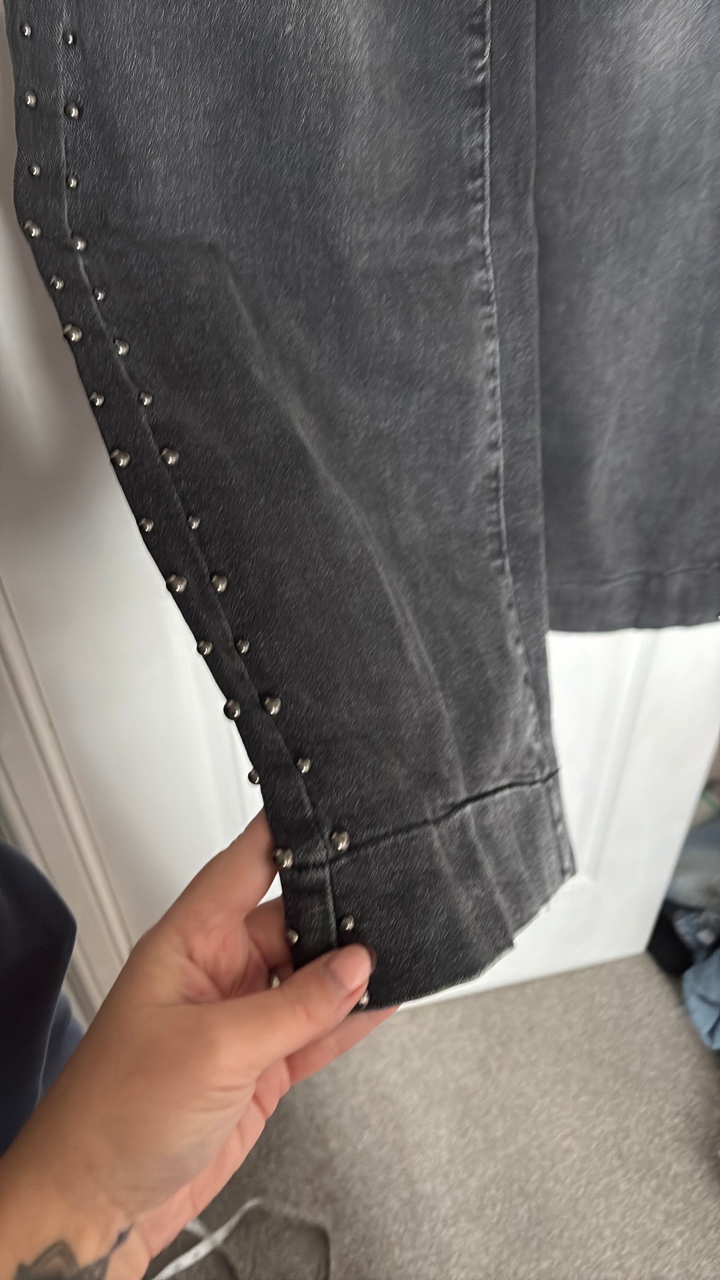 Black Studded Wide Leg Jeans