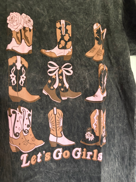 Let's Go Girls Pink Boots Cowboy Top