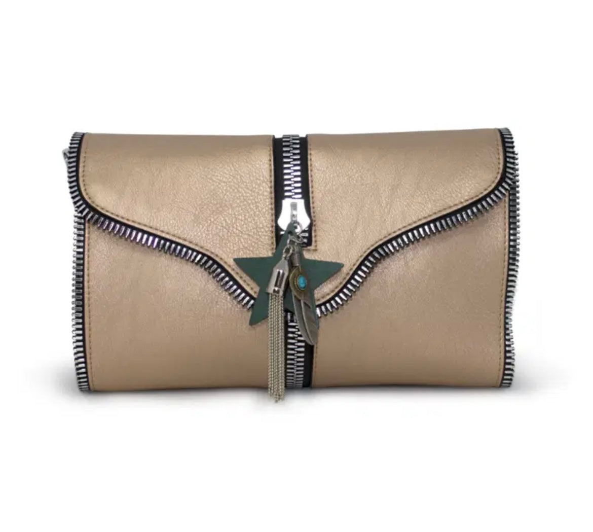 Zip Detail Clutch/Crossbody Bag