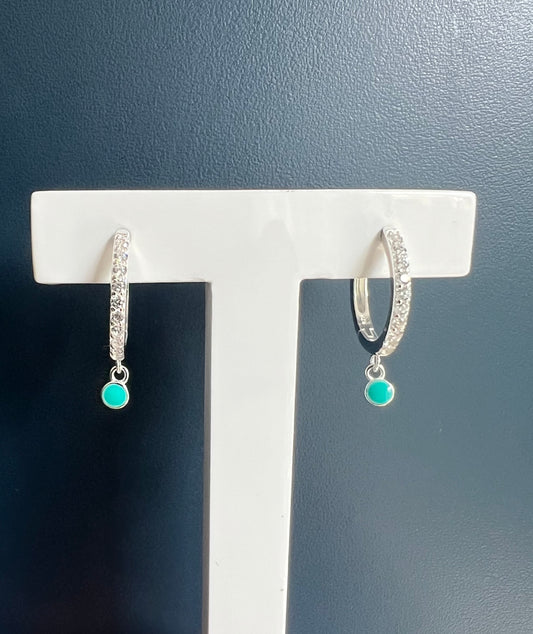 Sparkly Turquoise Hoops