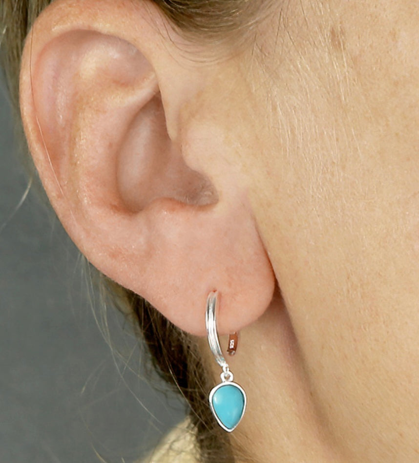 Turquoise Teardrop Hoops