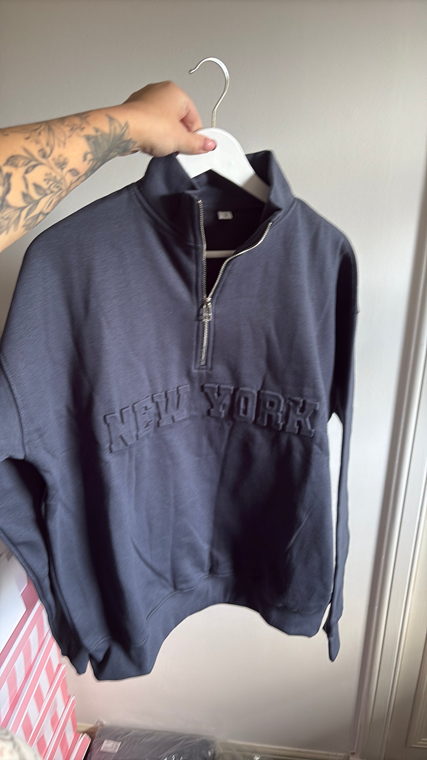 Slate Grey New York Embosses Pull Over Jumper