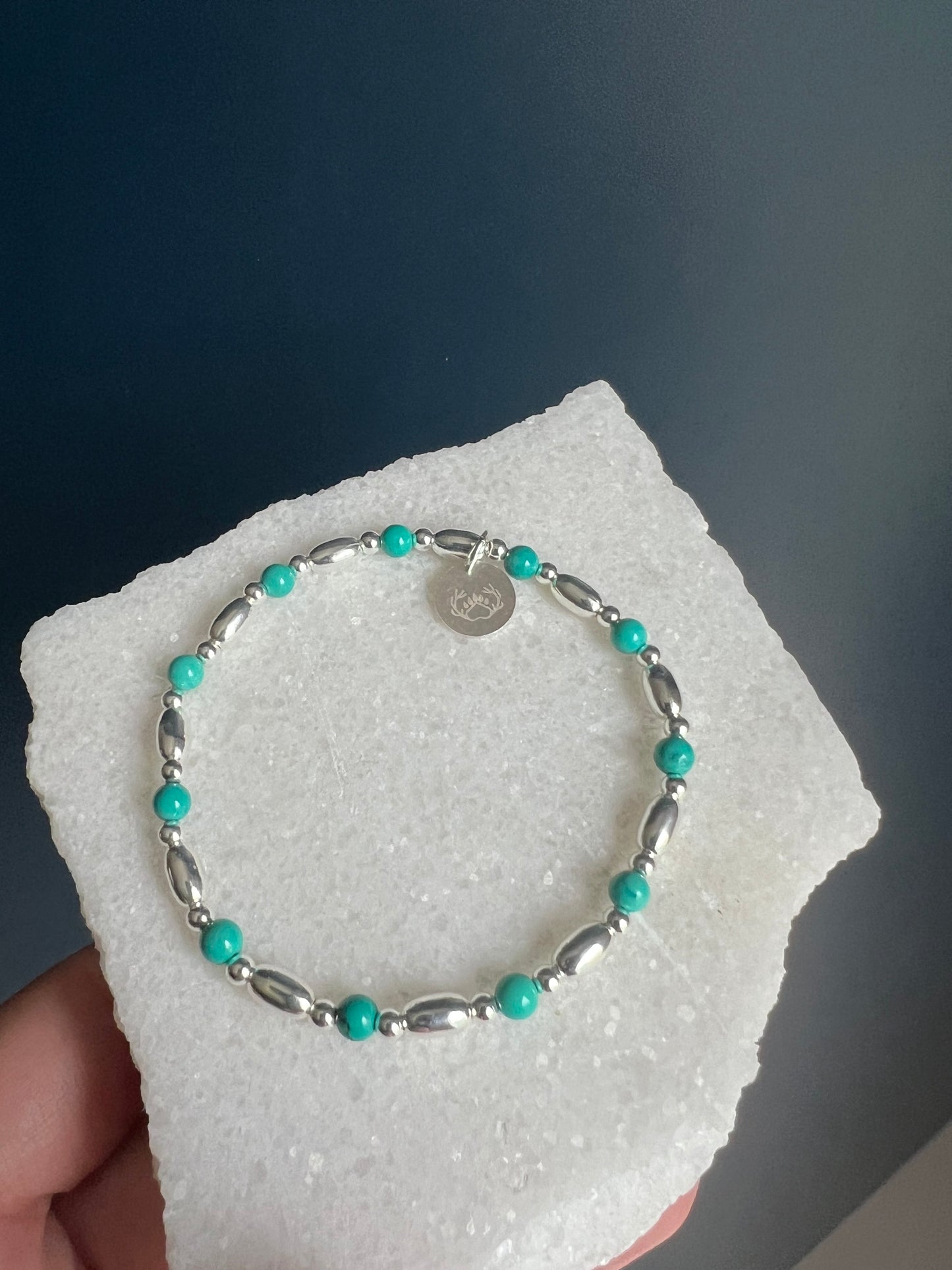 Oval & Turquoise Beaded Bracelet