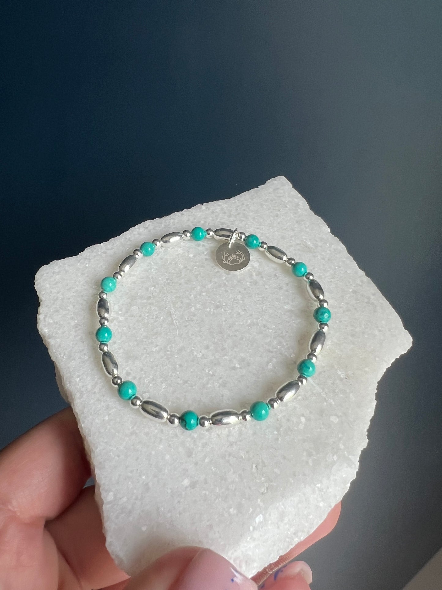 Oval & Turquoise Beaded Bracelet