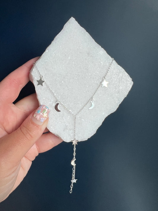 Star & Moon Y-Shape Necklace