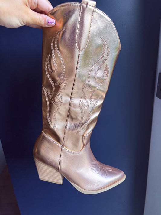 Champagne Knee High Cowboy Boots