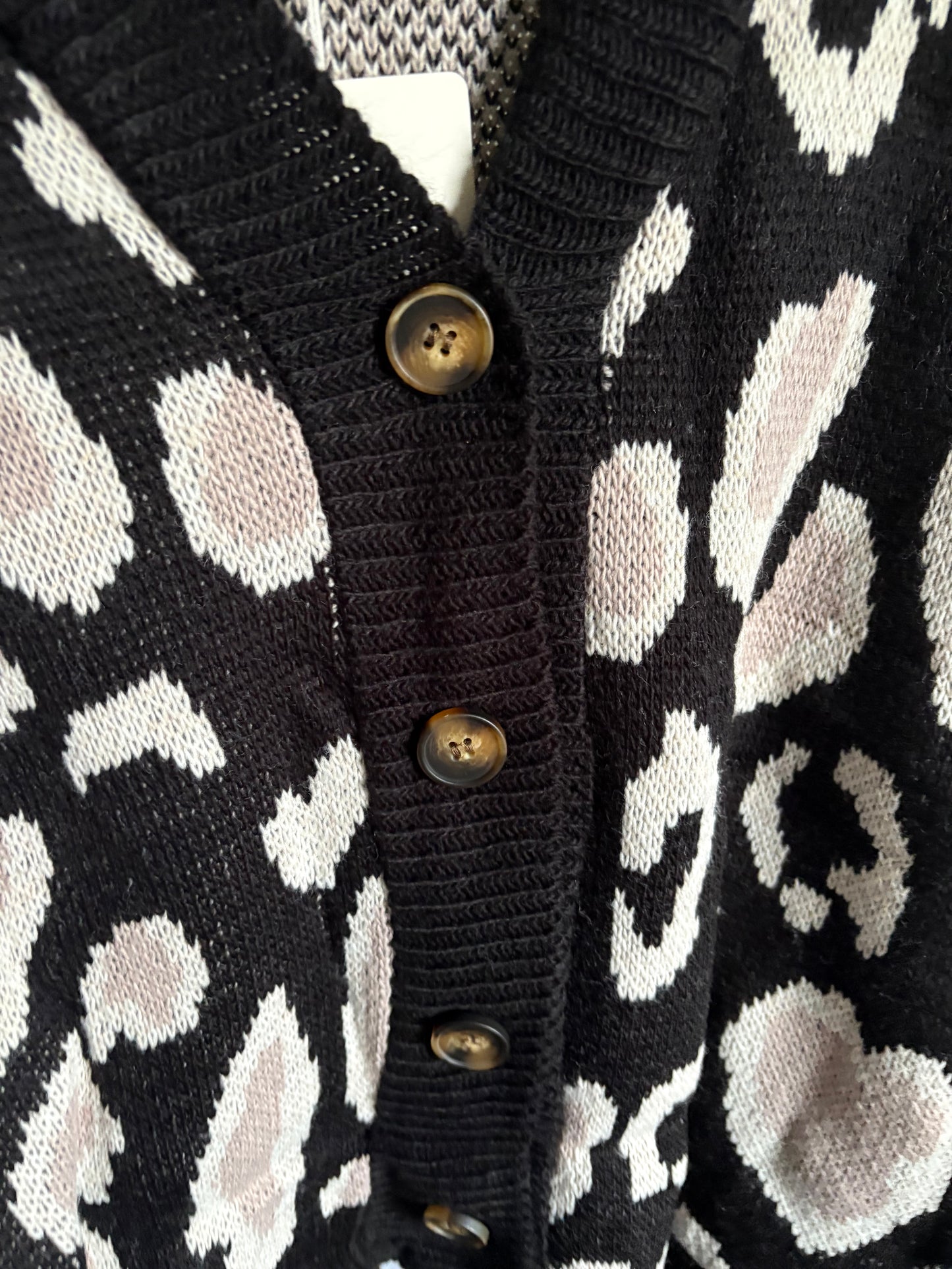 Black or Cream Leopard Print Cardigan - one size