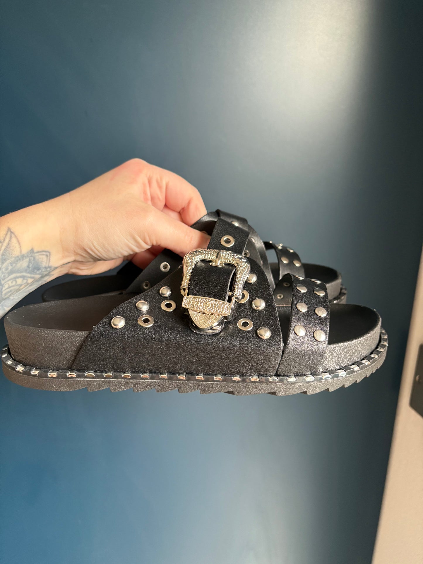 Black Studded Sandals