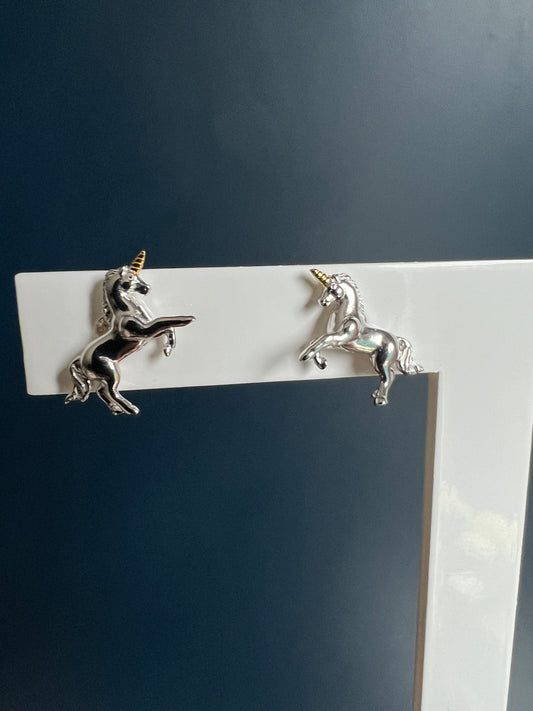 Two Tone Unicorn Studs