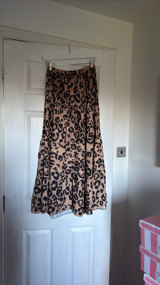 Leopard Print Maxi Lightweight Skirt