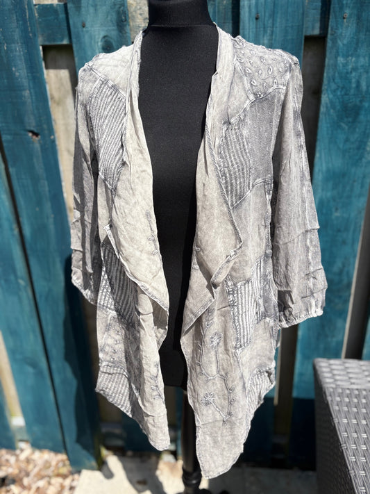 Boho Grey Patchwork Top