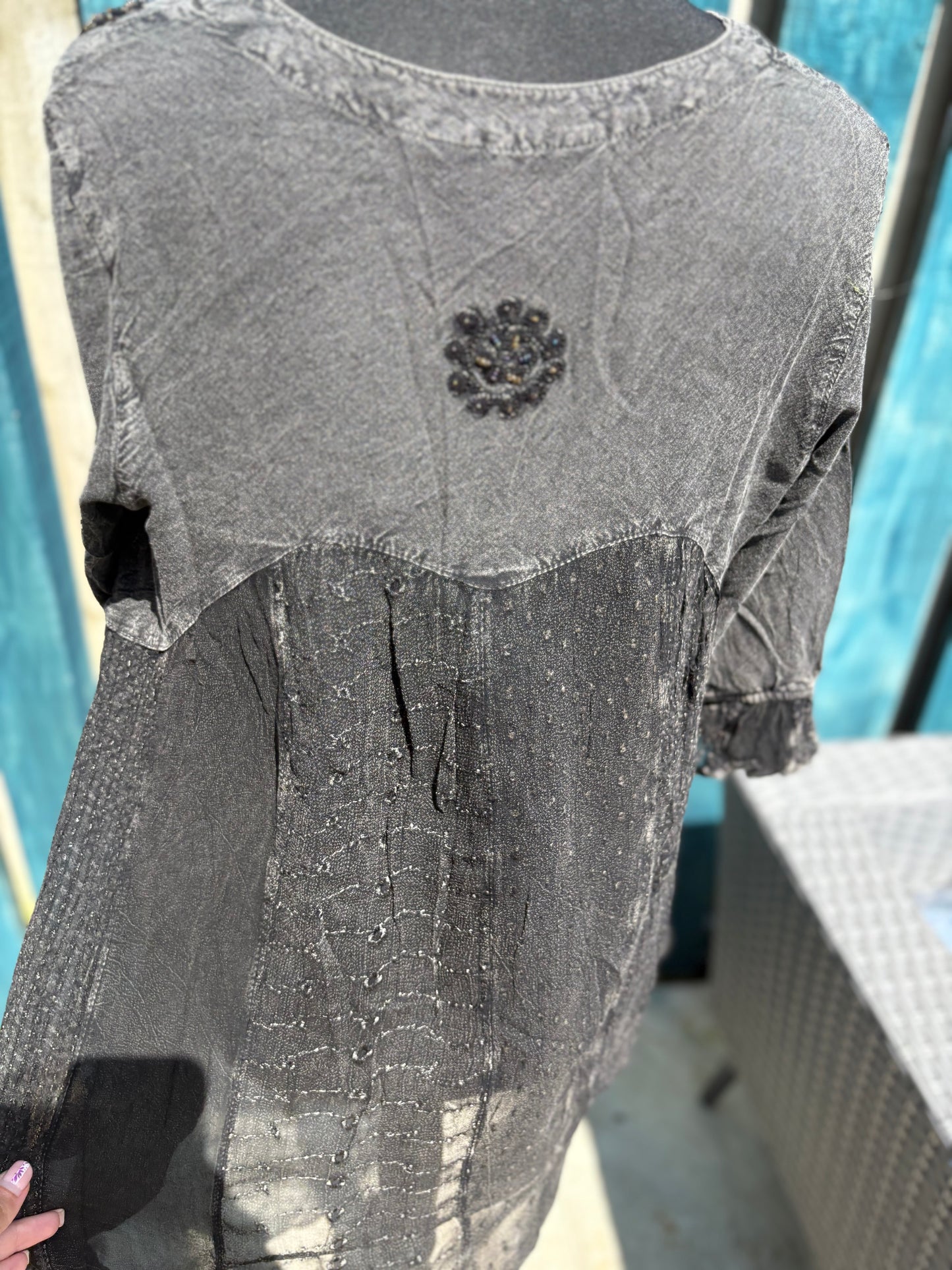 Embellished Sheer Shirt Top
