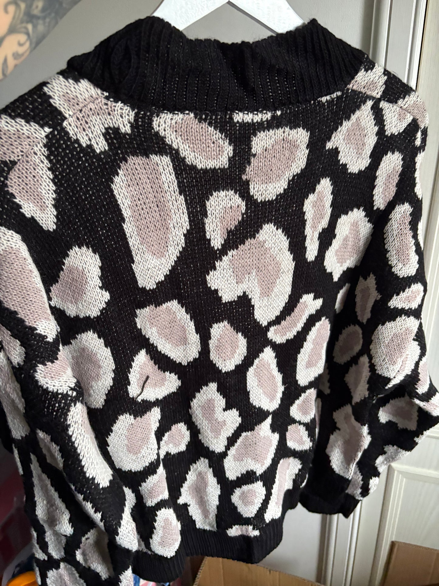 Black or Cream Leopard Print Cardigan - one size