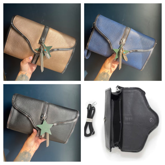 Zip Detail Clutch/Crossbody Bag