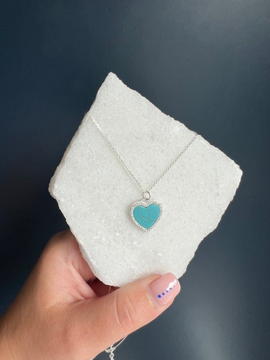 Sparkly Turquoise Heart Necklace