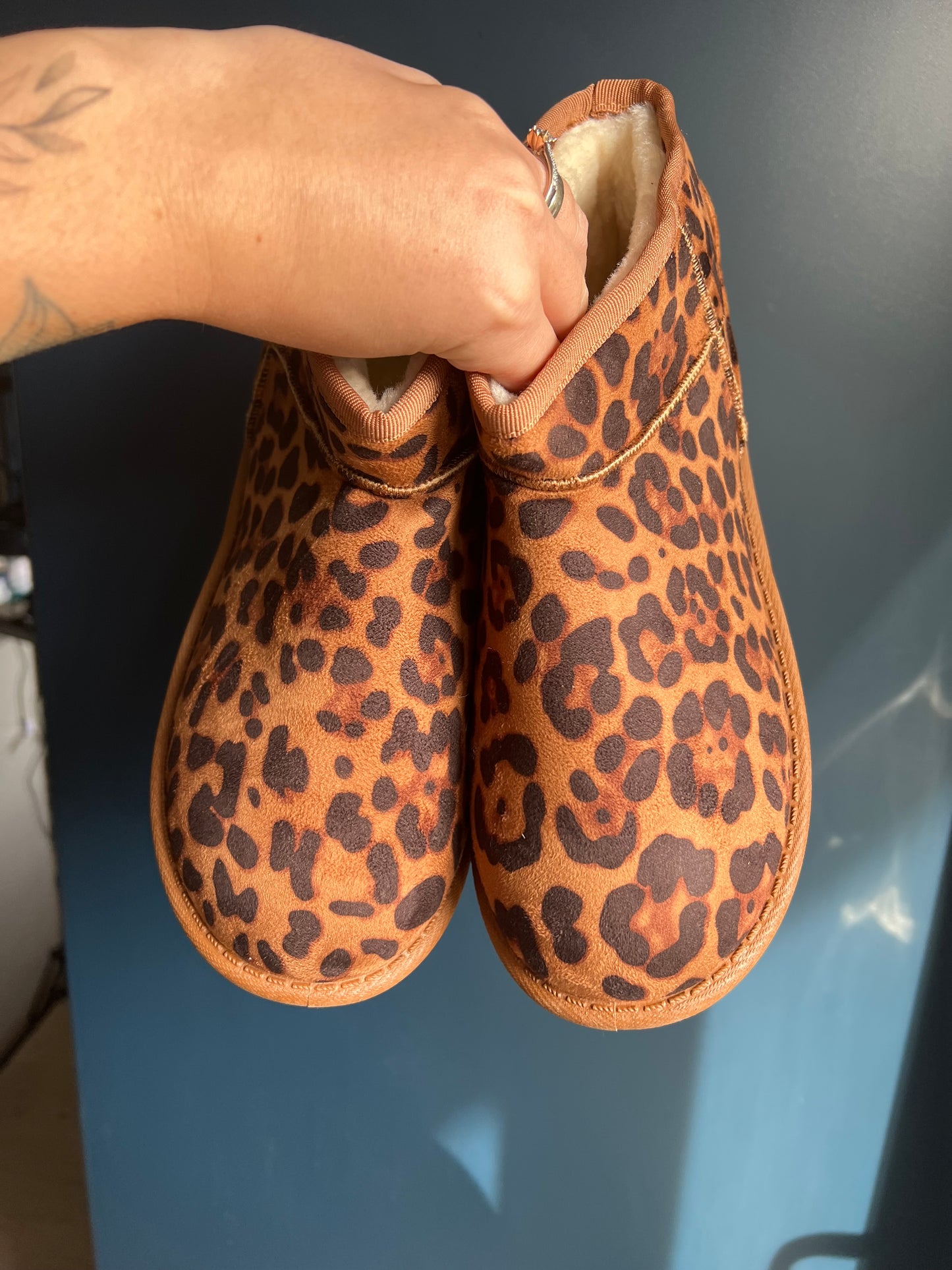 Leopard Print Slipper Boots